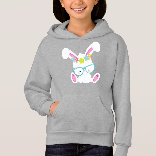 Hipster Bunny, Bunny With Glasses, Rabbit, Flowers (Front)