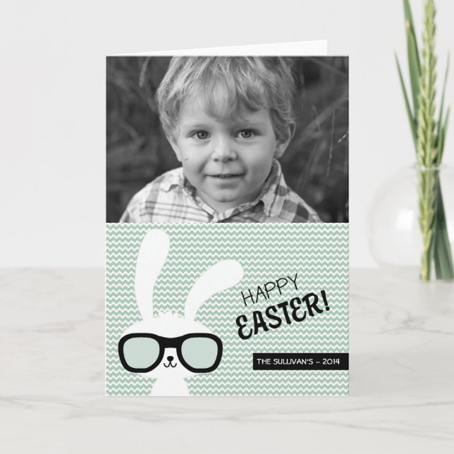 Hipster Bunny | Happy Easter Photo Card (Front)