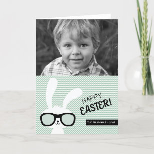 Hipster Bunny   Happy Easter Photo Card