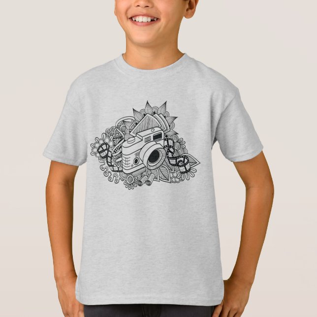 Hipster Camera Doodle T-Shirt (Front)