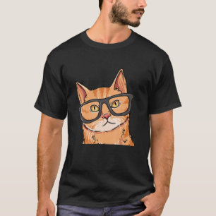 Hipster Cat Animal Cute Cat With Reading Glass T-Shirt