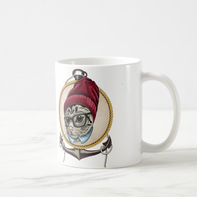 Hipster Cat Coffee Mug (Right)