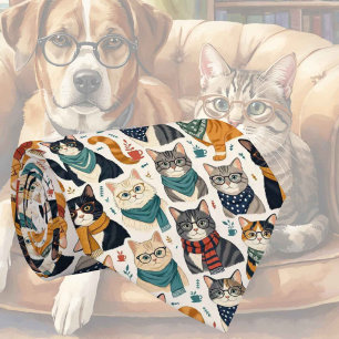 Hipster Cat in Eye Glasses Illustrations Tie