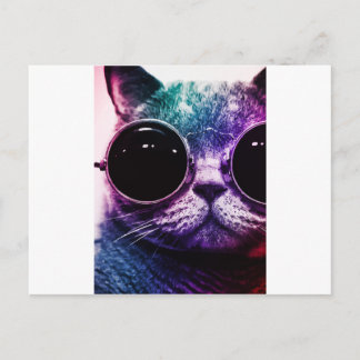 Hipster Cat Pop Art Postcard