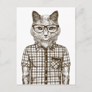 Hipster Cat Postcard