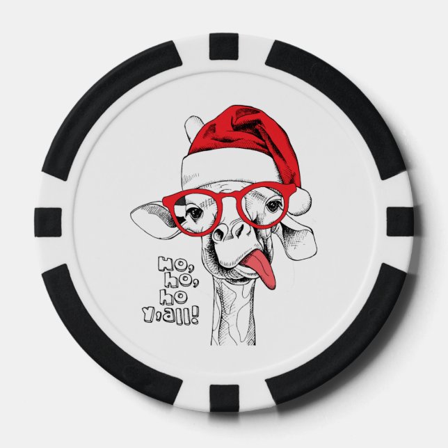 Hipster Christmas Giraffe | Holidays Poker Chips (Front)