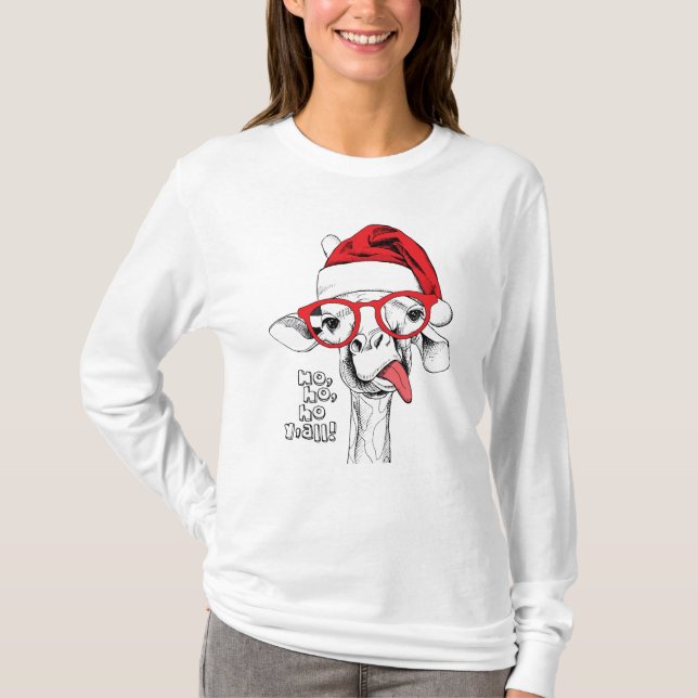 Hipster Christmas Giraffe | Holidays T-Shirt (Front)