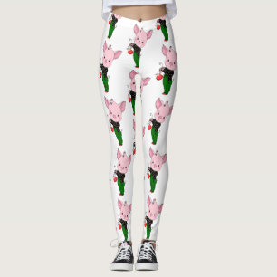 hipster christmas pig leggings