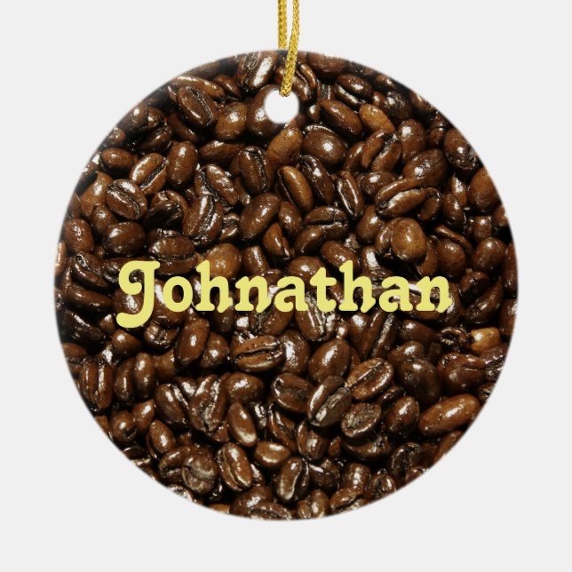 Hipster Coffee Bean Ceramic Tree Decoration (Front)