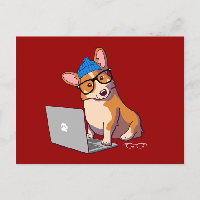 Hipster Corgi 2 Postcard (Front)