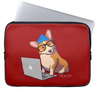 Hipster Corgi 2 (without text) Laptop Sleeve
