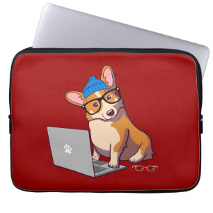 Hipster Corgi 2 (without text) Laptop Sleeve