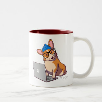 Hipster Corgi 2 (without text) Two-Tone Coffee Mug