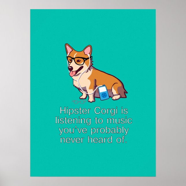Hipster Corgi Poster (Front)