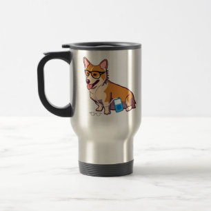 Hipster Corgi Travel Mug