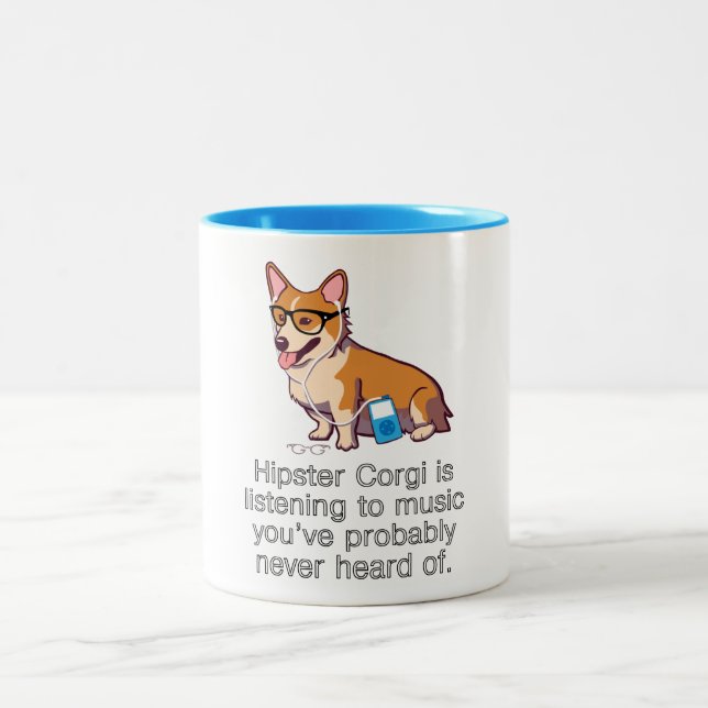 Hipster Corgi Two-Tone Coffee Mug (Center)