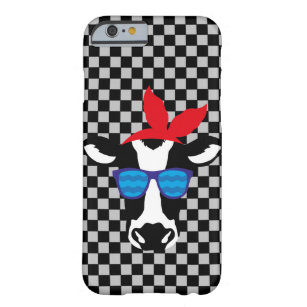 Hipster Cow on Chequerboard Barely There iPhone 6 Case