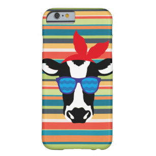 Hipster Cow on Stripes Barely There iPhone 6 Case