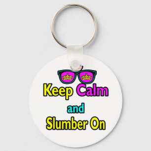 Hipster Crown Sunglasses Keep Calm And Slumber On Key Ring