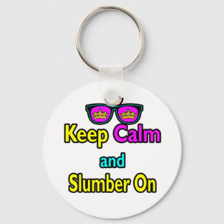 Hipster Crown Sunglasses Keep Calm And Slumber On Key Ring