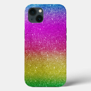 Hipster Cute Bright Pink Magenta Glitter Rainbow iPhone 13 Case
