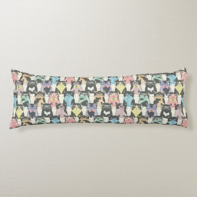 Hipster Cute Cats Pattern Body Cushion (Front)