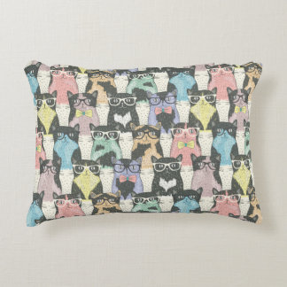 Hipster Cute Cats Pattern Decorative Cushion