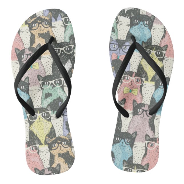 Hipster Cute Cats Pattern Jandals (Footbed)