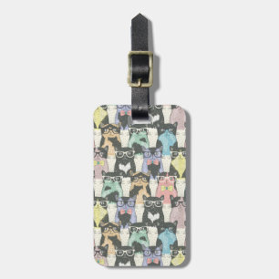 Hipster Cute Cats Pattern Luggage Tag