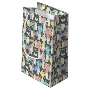 Hipster Cute Cats Pattern Small Gift Bag
