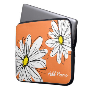 Hipster Daisy Drawing in trendy colours Laptop Sleeve