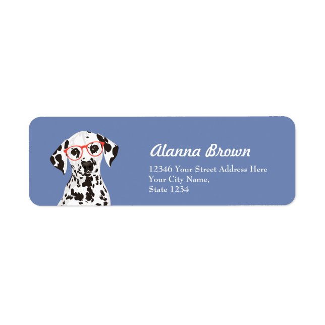 Hipster Dalmatian Address Label for Dog Lovers (Front)