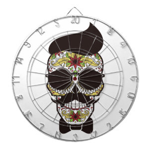 Hipster Day of the Dead Skull Dartboard
