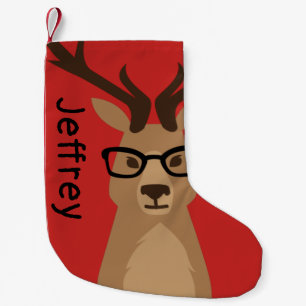 Hipster Deer Personalised Small Christmas Stocking
