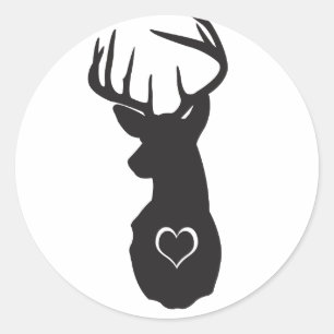 Hipster Deer with Hearts Classic Round Sticker