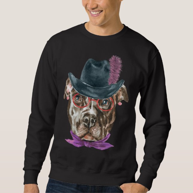 Hipster Dog Pitbull Sweatshirt (Front)