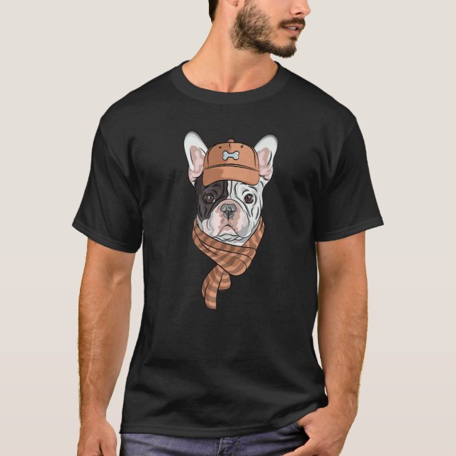 Hipster Dog Wearing Scarf Goofy Geek Dog  1 T-Shirt (Front)