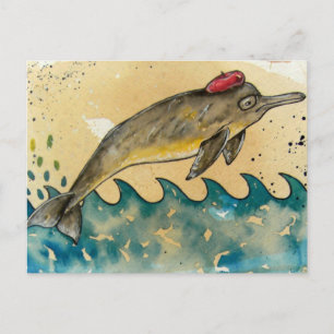 Hipster Dolphin Postcard