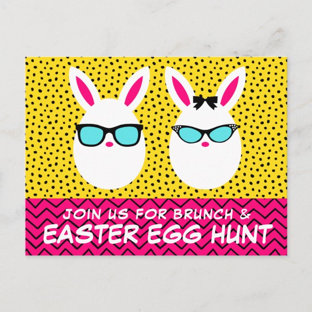 Hipster Easter Eggs | Egg Hunt & Brunch Postcard (Front)