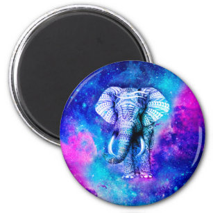 Hipster Elephant Nebula Space Magnet