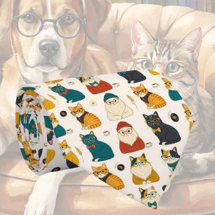 Hipster Faux Silk Stylish Cats Gentleman's Tie