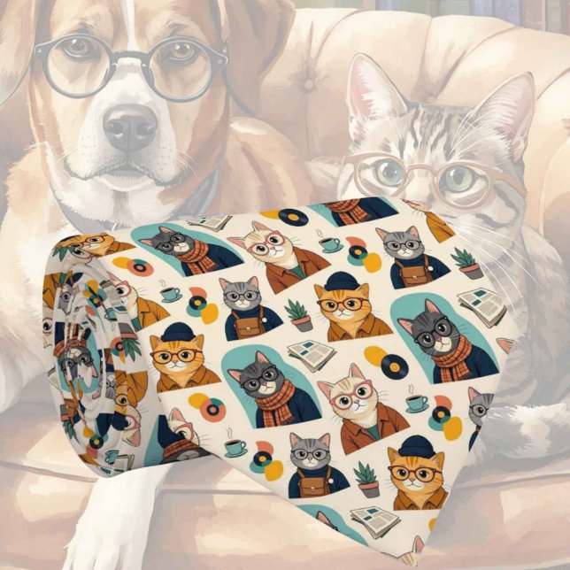Hipster Faux Silk | Stylish Cats Gentleman's Tie (Creator Uploaded)