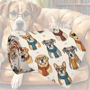 Hipster Faux Silk Stylish Dogs Gentleman's Tie