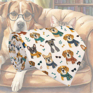 Hipster Faux Silk Stylish Dogs Gentleman's Tie