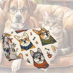 Hipster Faux Silk Stylish Dogs Gentleman's Tie
