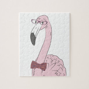 Hipster Flamingo Jigsaw Puzzle