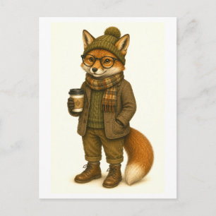 Hipster Fox Postcard