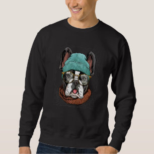 Hipster French Bulldog With Glasses Dog Sweatshirt