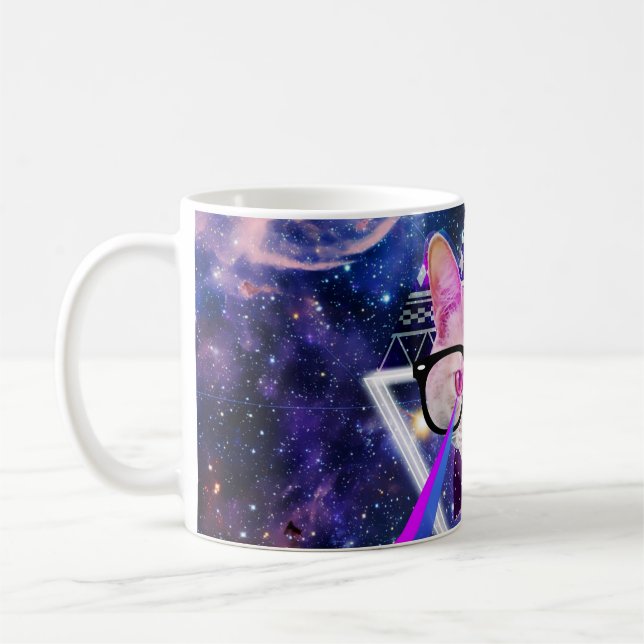 Hipster galaxy cat coffee mug (Left)