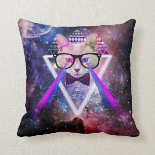 Hipster galaxy cat cushion